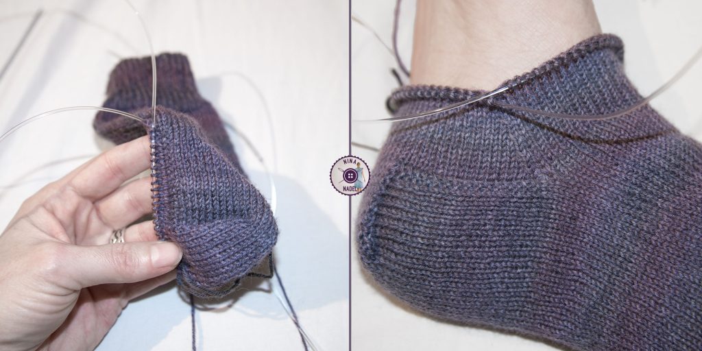 photos: unfinished sock - showing the flap and gusset heel part